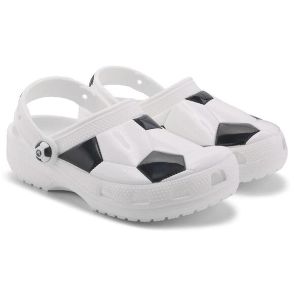 Crocs Little Kids Size C8 Soccer Clogs White Black - Picture 4 of 9